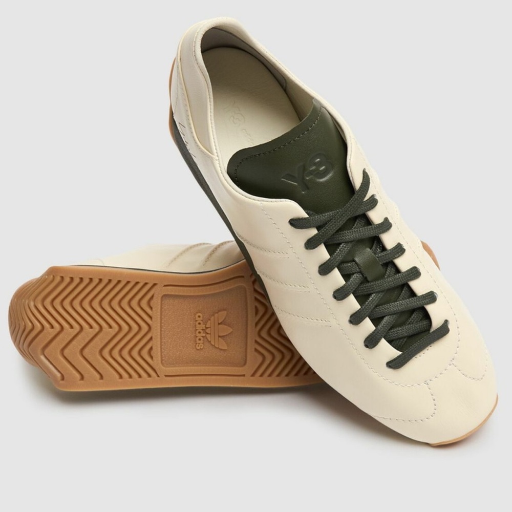 Y-3 Country Sneakers in Cream & Green- Sculptural Streetwear Size 11